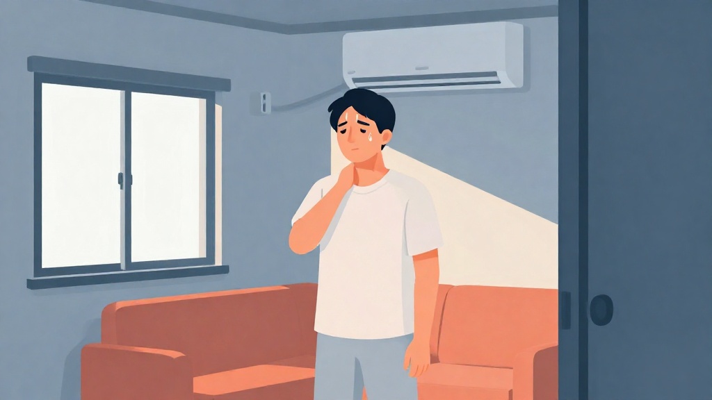 高溫高濕的室內空間中,人物因汗液不易蒸發而感到悶熱不適